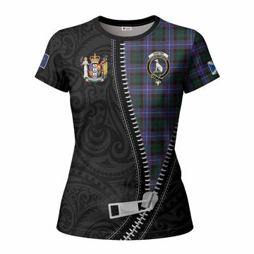 Hunter (Hunterston) Tartan Women T shirt New Zealand Pattern Unique Zipper Stylized