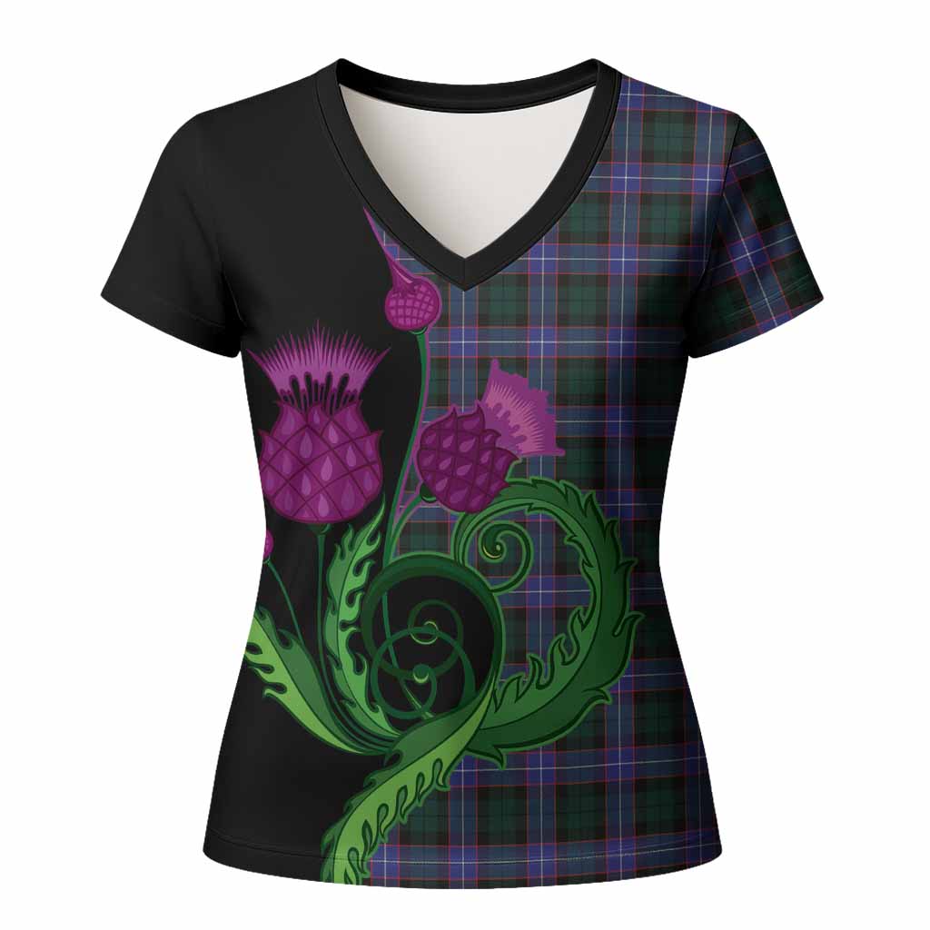 Hunter (Hunterston) Tartan Women T shirt Traditional Scottish Thistle
