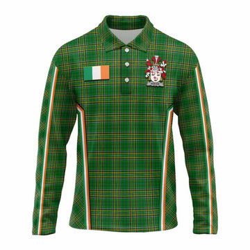 Hunter Irish Clan Coat of Arm Tartan Long Sleeve Polo Shirt Flag Style