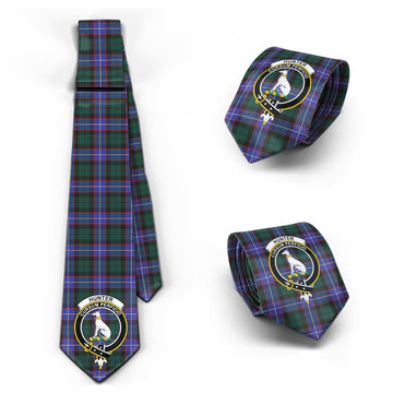 Hunter (Hunterston) Tartan Classic Necktie with Family Crest