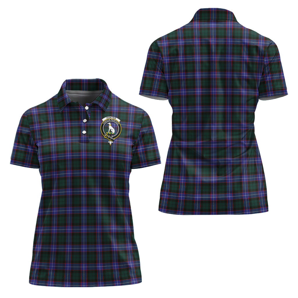 Hunter (Hunterston) Tartan Polo Shirt with Family Crest For Women Women - Tartan Vibes Clothing