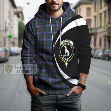 Hunter (Hunterston) Tartan Hoodie with Family Crest Circle Style