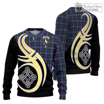 Hunter (Hunterston) Tartan Knitted Sweater with Family Crest and Celtic Symbol Style Unisex - Tartan Vibes Clothing