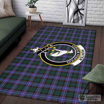 Hunter (Hunterston) Tartan Area Rug with Family Crest