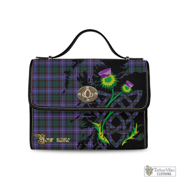Hunter Modern Tartan Waterproof Canvas Bag with Scotland Map and Thistle Celtic Accents