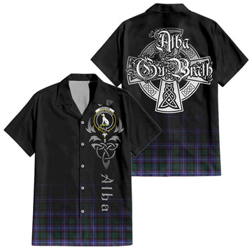 Hunter (Hunterston) Tartan Hawaiian Shirt Shirt Featuring Alba Gu Brath Family Crest Celtic Inspired