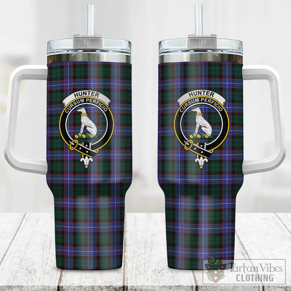 Tartan Vibes Clothing Hunter Modern Tartan and Family Crest Tumbler with Handle
