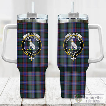 Tartan Vibes Clothing Hunter Modern Tartan and Family Crest Tumbler with Handle