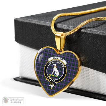 Hunter Modern Tartan Heart Necklace with Family Crest