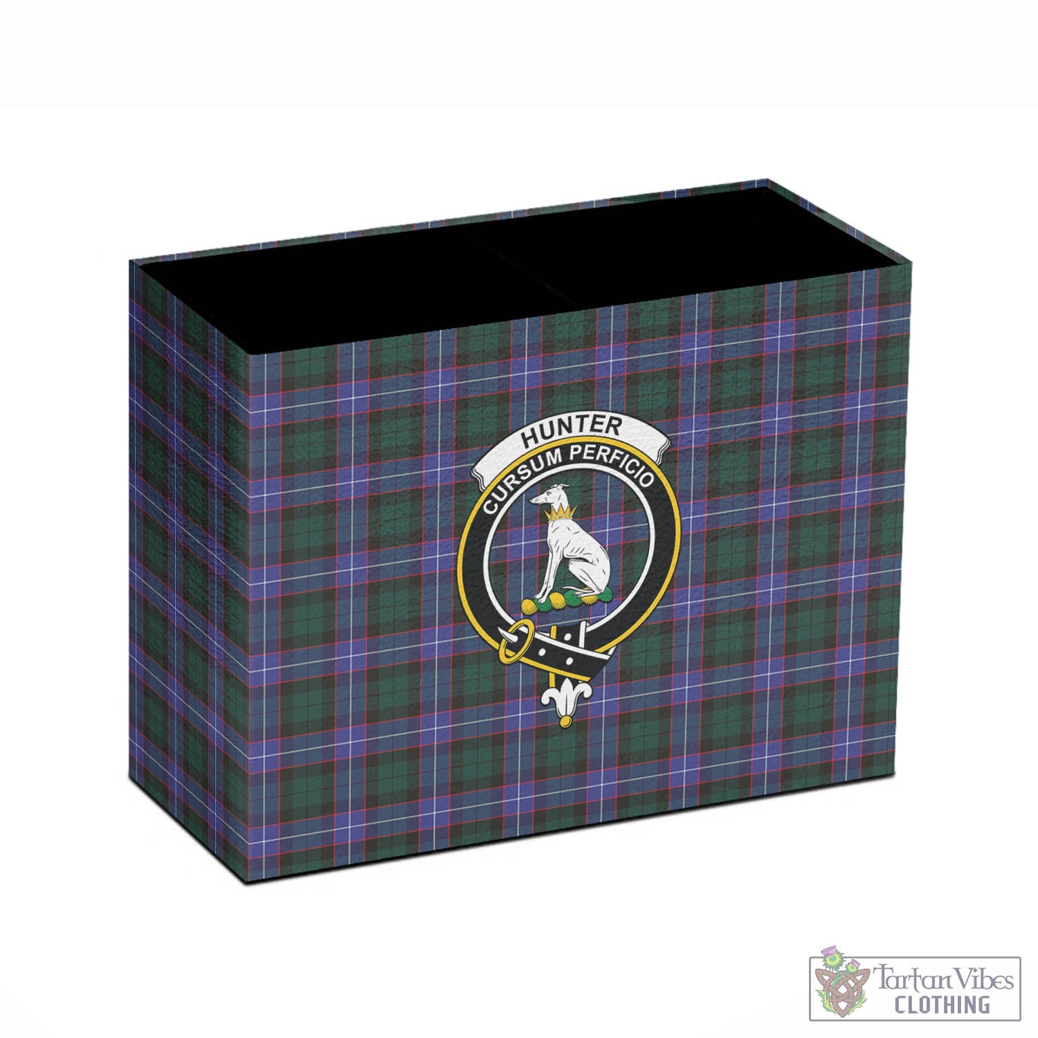 Tartan Vibes Clothing Hunter Modern Tartan Pen Holder with Family Crest