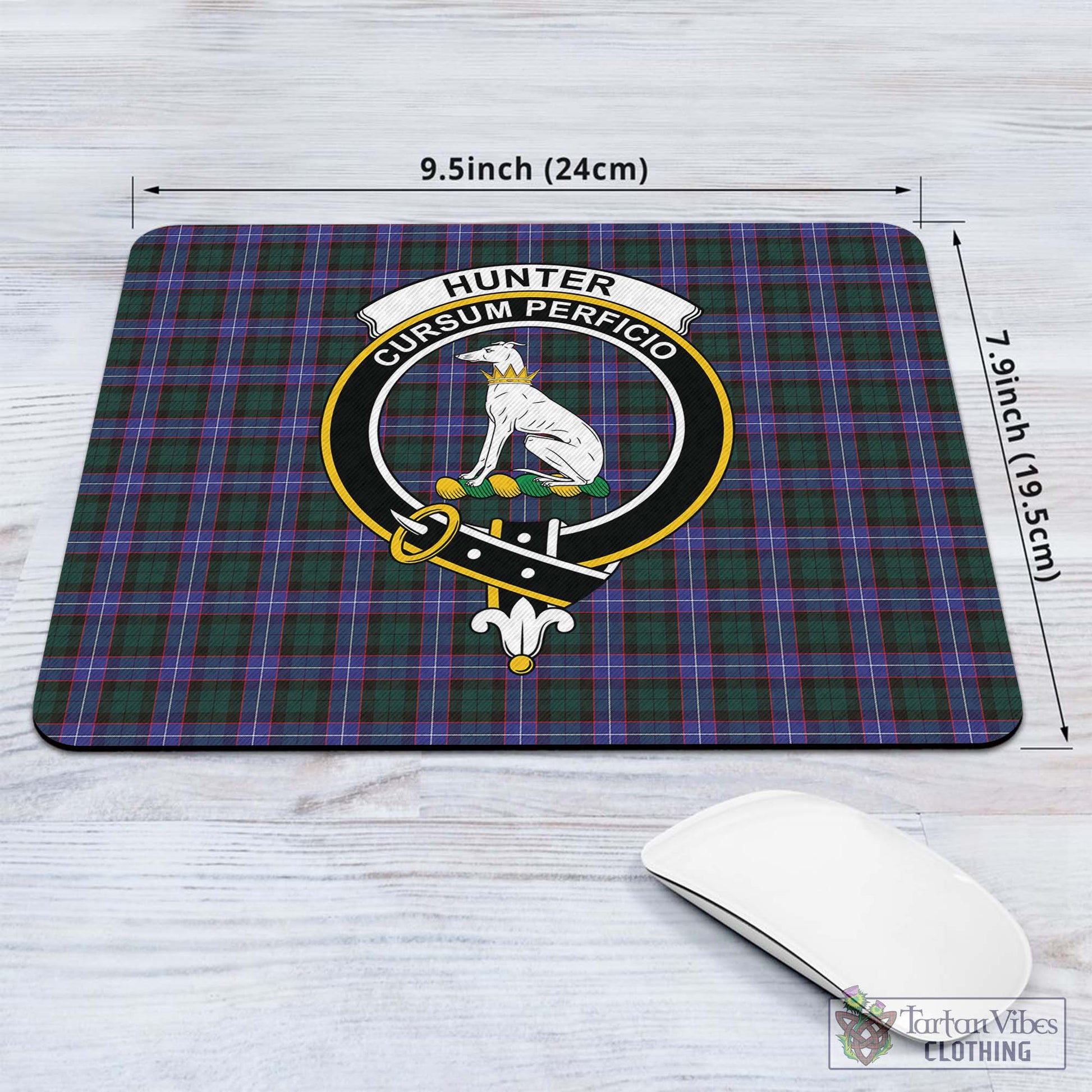 Tartan Vibes Clothing Hunter Modern Tartan Mouse Pad with Family Crest
