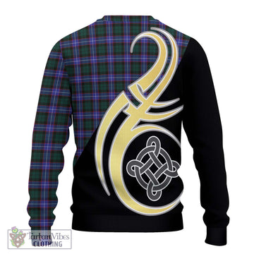Hunter (Hunterston) Tartan Knitted Sweater with Family Crest and Celtic Symbol Style - Tartan Vibes Clothing