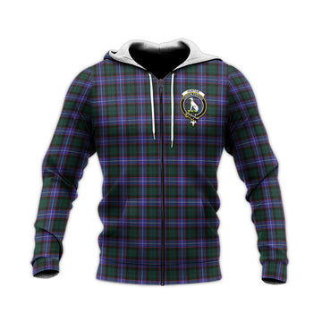 Hunter Modern Tartan Knitted Hoodie with Family Crest