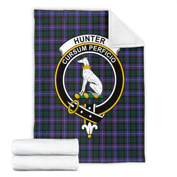 Hunter Modern Tartan Blanket with Family Crest