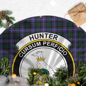 Hunter Modern Tartan Christmas Tree Skirt with Family Crest