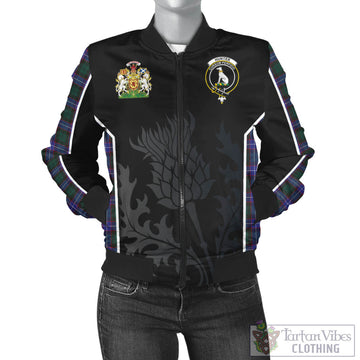 Hunter Modern Tartan Bomber Jacket with Family Crest and Scottish Thistle Vibes Sport Style