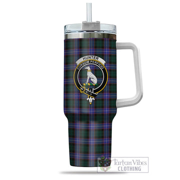 Tartan Vibes Clothing Hunter Modern Tartan and Family Crest Tumbler with Handle