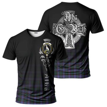 Hunter Modern Tartan T-Shirt Featuring Alba Gu Brath Family Crest Celtic Inspired