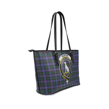 Hunter Modern Tartan Leather Tote Bag with Family Crest