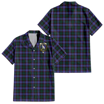 Hunter Modern Tartan Short Sleeve Button Down Shirt with Family Crest