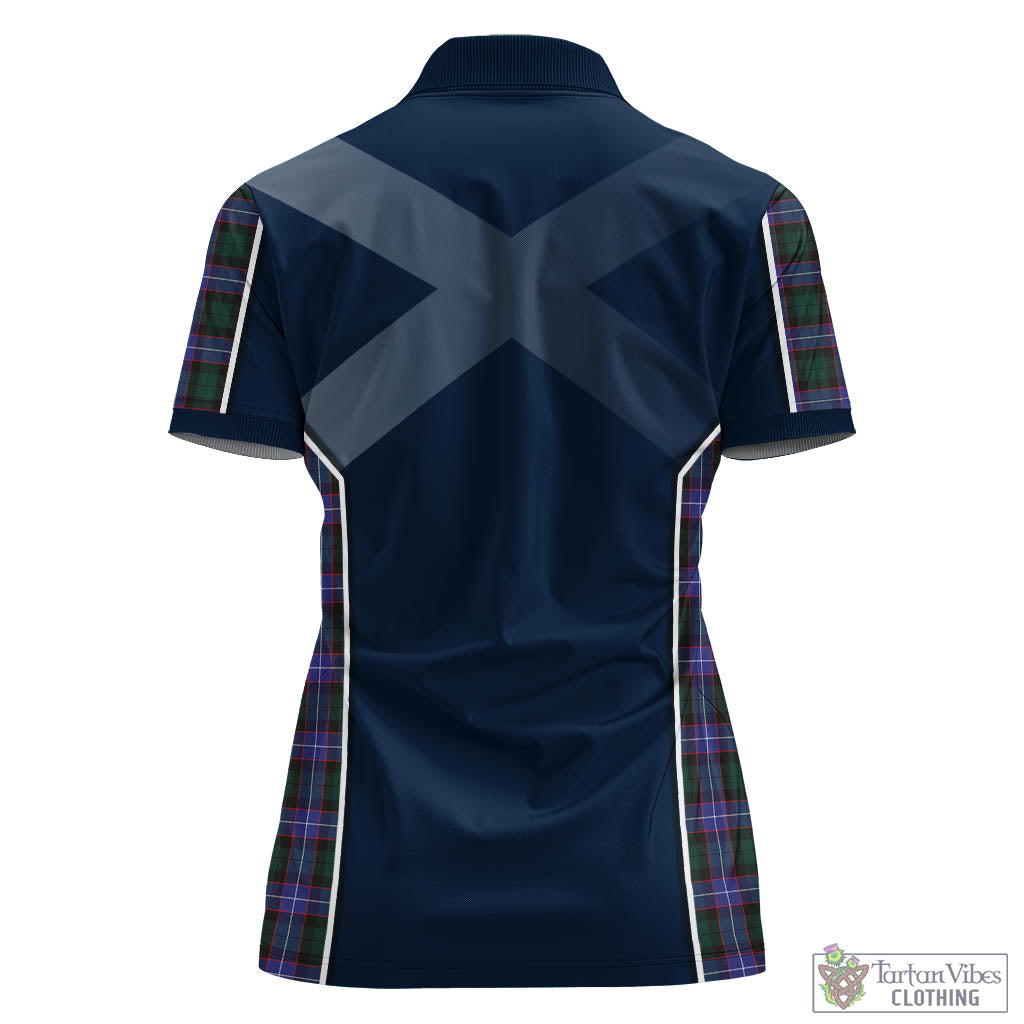 Tartan Vibes Clothing Hunter Modern Tartan Women's Polo Shirt with Family Crest and Scottish Thistle Vibes Sport Style