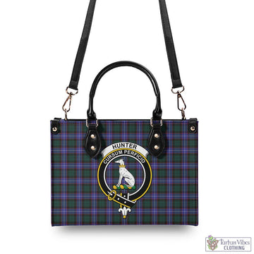 Hunter (Hunterston) Tartan Luxury Leather Handbags with Family Crest - Tartan Vibes Clothing
