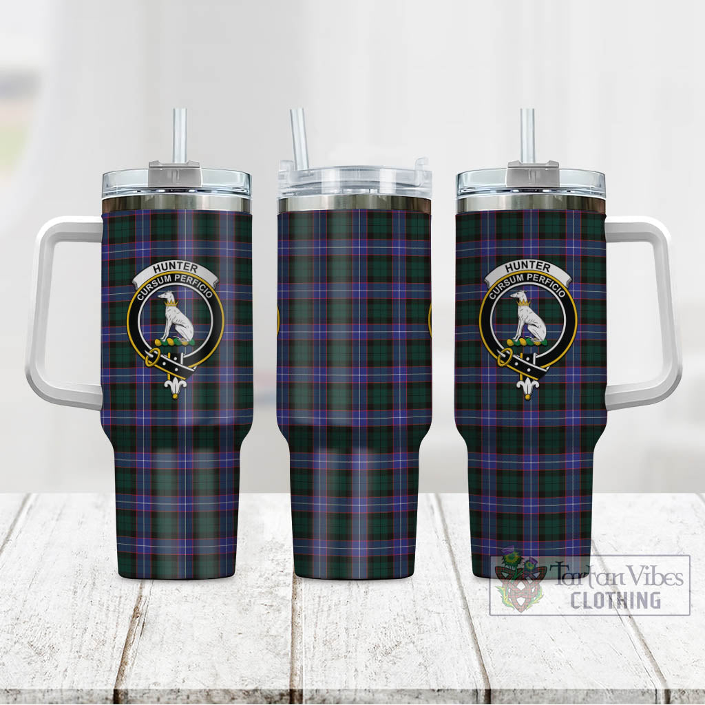 Tartan Vibes Clothing Hunter Modern Tartan and Family Crest Tumbler with Handle