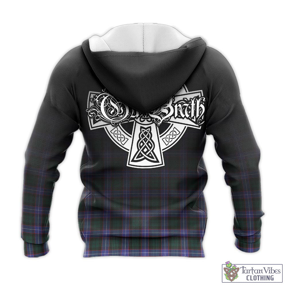 Tartan Vibes Clothing Hunter Modern Tartan Knitted Hoodie Featuring Alba Gu Brath Family Crest Celtic Inspired