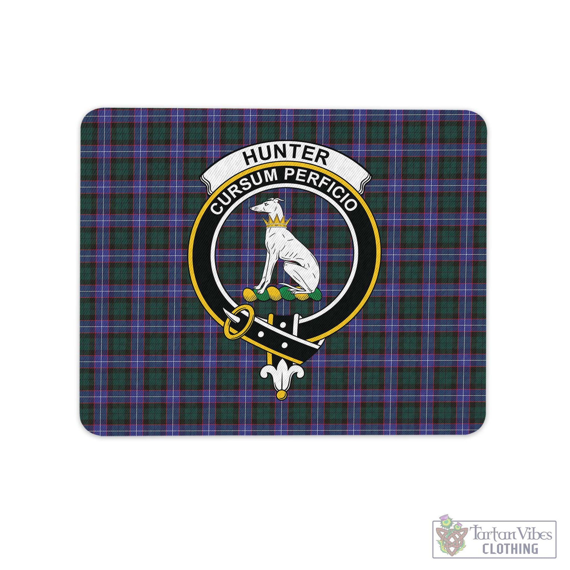 Tartan Vibes Clothing Hunter Modern Tartan Mouse Pad with Family Crest