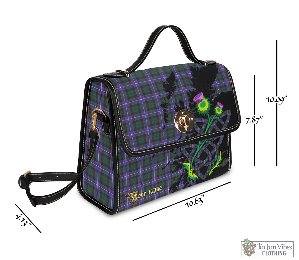 Tartan Vibes Clothing Hunter Modern Tartan Waterproof Canvas Bag with Scotland Map and Thistle Celtic Accents