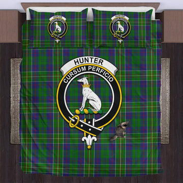 Hunter of Hunterston Tartan Bedding Set with Family Crest