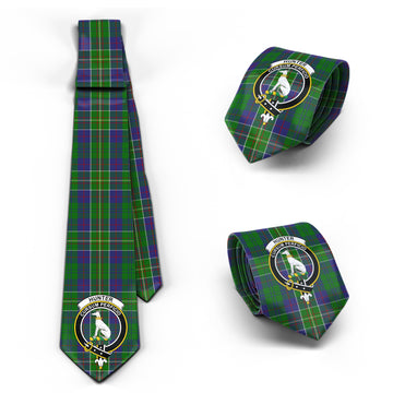 Hunter of Hunterston Tartan Classic Necktie with Family Crest