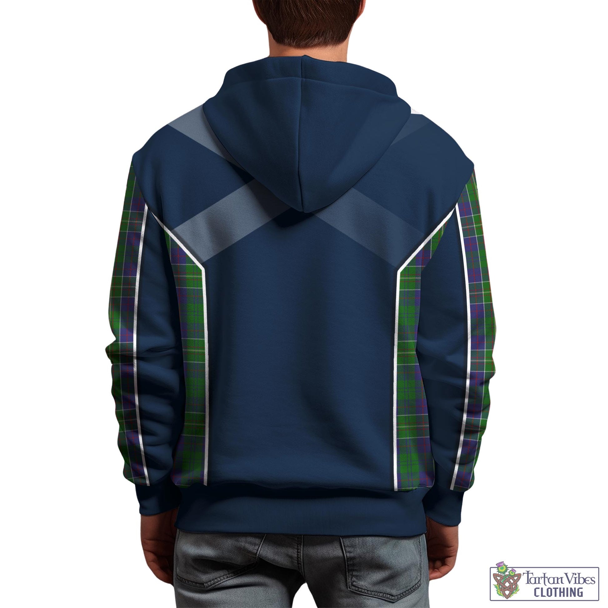 Tartan Vibes Clothing Hunter of Hunterston Tartan Hoodie with Family Crest and Scottish Thistle Vibes Sport Style