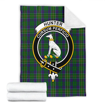 Hunter of Hunterston Tartan Blanket with Family Crest