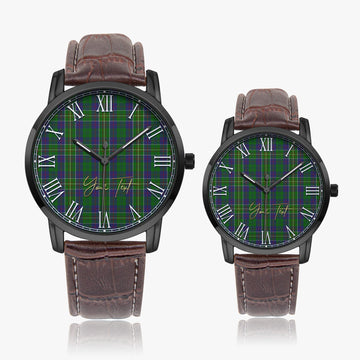 Hunter of Hunterston Tartan Personalized Your Text Leather Trap Quartz Watch