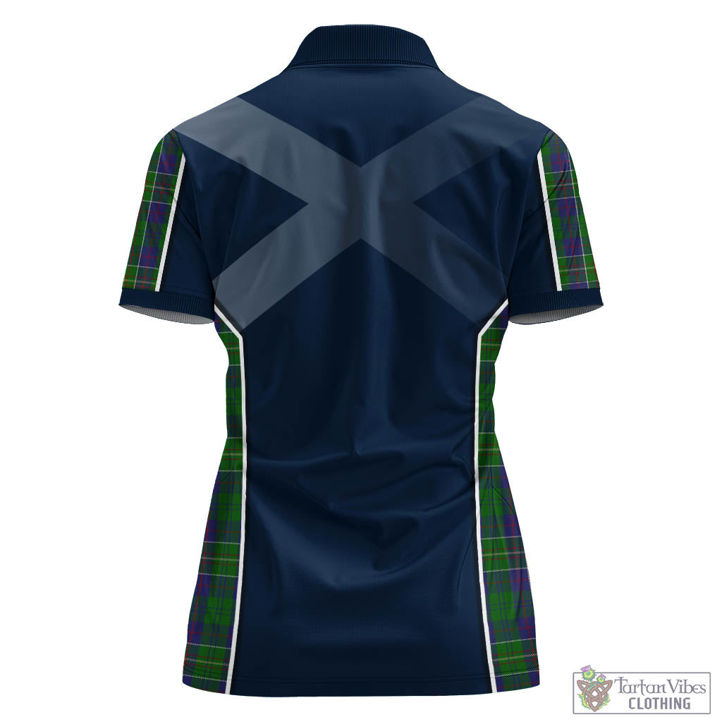 Tartan Vibes Clothing Hunter of Hunterston Tartan Women's Polo Shirt with Family Crest and Scottish Thistle Vibes Sport Style