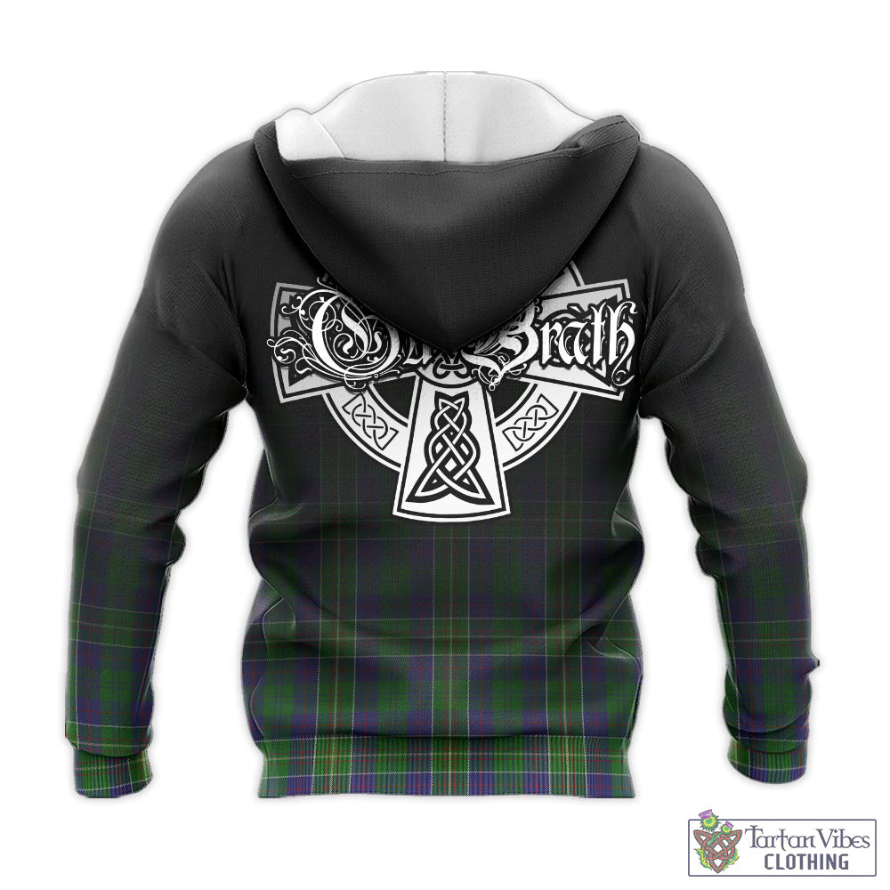Tartan Vibes Clothing Hunter of Hunterston Tartan Knitted Hoodie Featuring Alba Gu Brath Family Crest Celtic Inspired