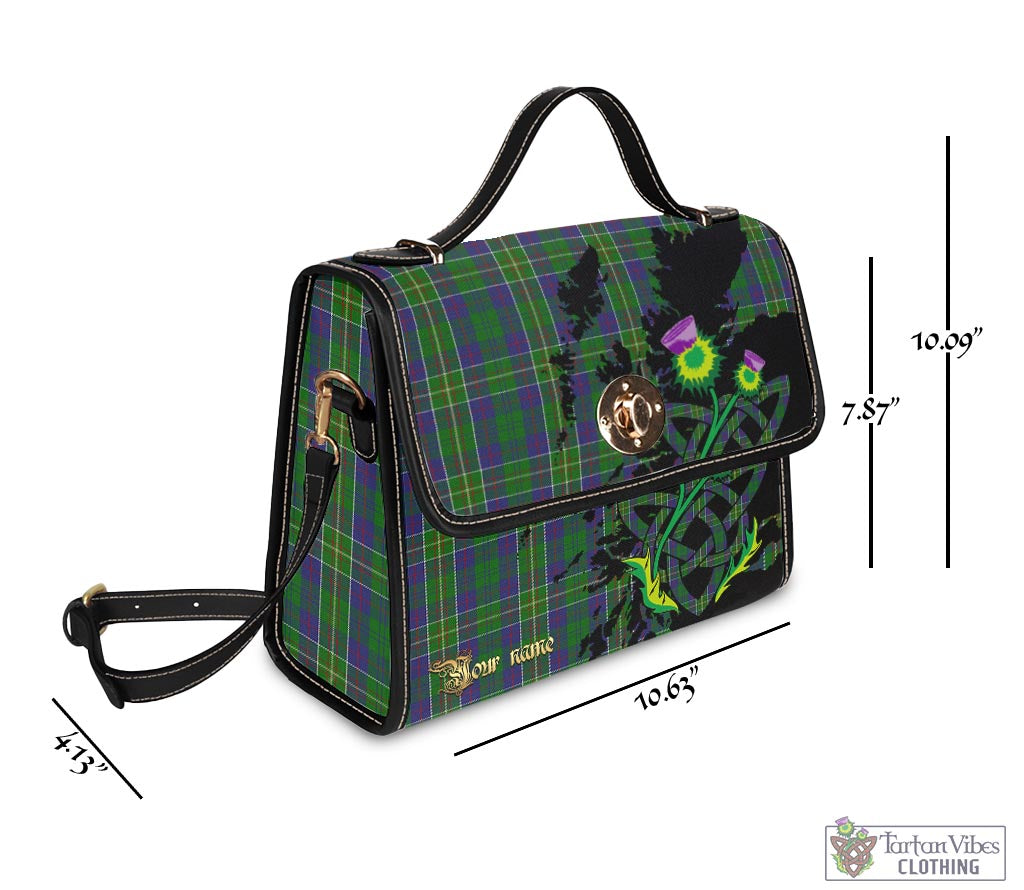 Tartan Vibes Clothing Hunter of Hunterston Tartan Waterproof Canvas Bag with Scotland Map and Thistle Celtic Accents