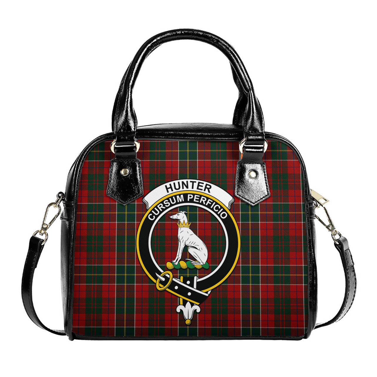 Hunter USA Tartan Shoulder Handbags with Family Crest One Size 6*25*22 cm - Tartanvibesclothing