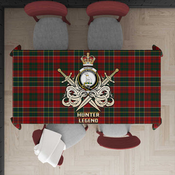 Hunter USA Tartan Tablecloth with Clan Crest and the Golden Sword of Courageous Legacy