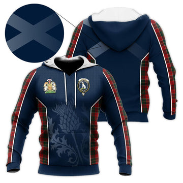 Hunter USA Tartan Knitted Hoodie with Family Crest and Scottish Thistle Vibes Sport Style