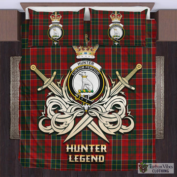 Hunter USA Tartan Bedding Set with Clan Crest and the Golden Sword of Courageous Legacy