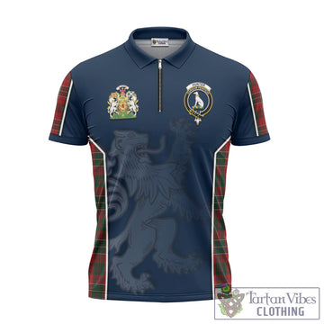 Hunter USA Tartan Zipper Polo Shirt with Family Crest and Lion Rampant Vibes Sport Style