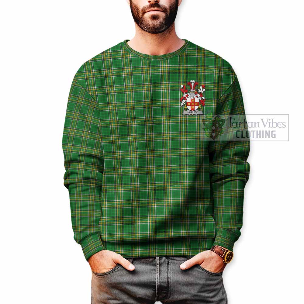 Tartan Vibes Clothing Hurley Irish Clan Tartan Sweatshirt with Coat of Arms