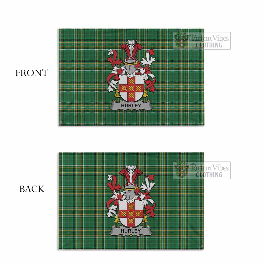 Tartan Vibes Clothing Hurley Irish Clan Tartan House Flag with Coat of Arms