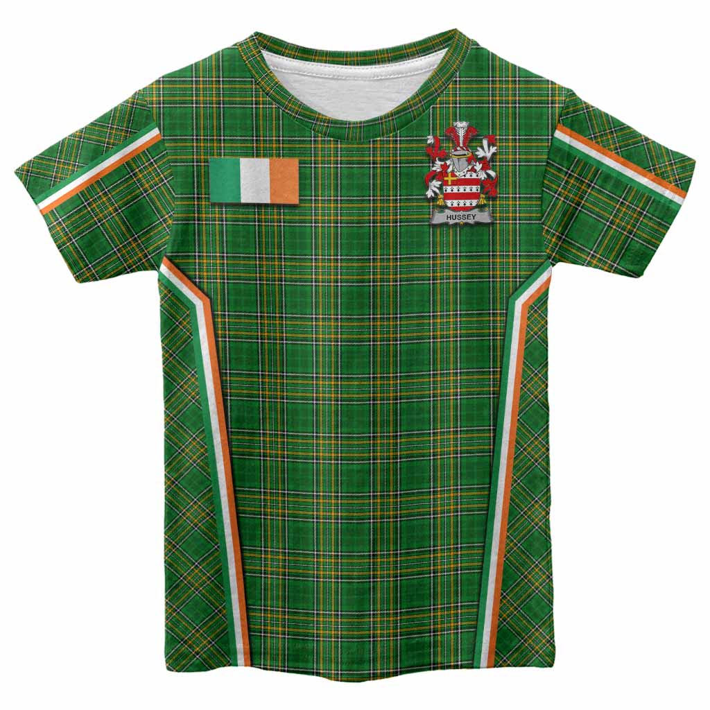 Hussey Irish Clan Coat of Arm Tartan Kid T-shirt Flag Style