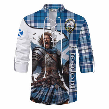 Hutton Crest Tartan Ghillie Kilt Shirt Inspired by the Freedom of Scottish Warrior Men - Tartan Vibes Clothing