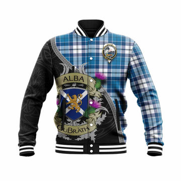 Hutton Tartan Family Crest Baseball Jacket Lion Rampant Royal Thistle Shield Celtic Inspired Unisex - Tartan Vibes Clothing