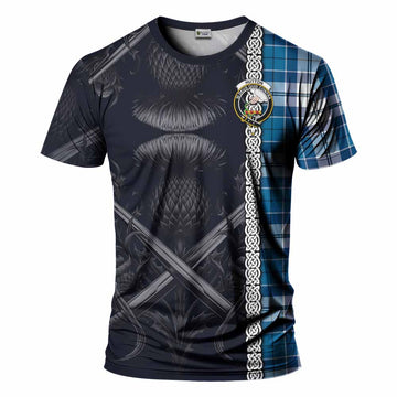Hutton Tartan T-Shirt with Family Crest Cross Sword Thistle Celtic Vibes Kid's Shirt - Tartan Vibes Clothing