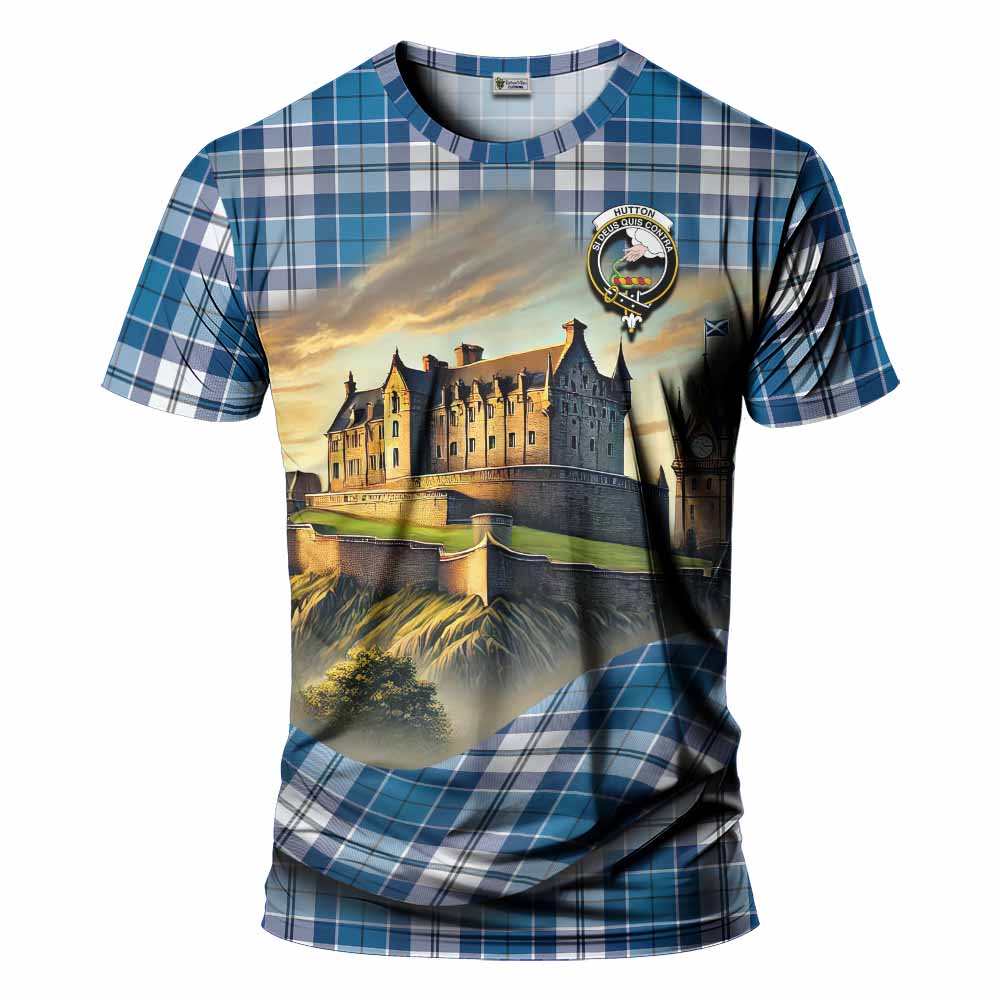 Hutton Tartan Family Crest T-Shirt with Scottish Ancient Castle Style Kid's Shirt - Tartan Vibes Clothing